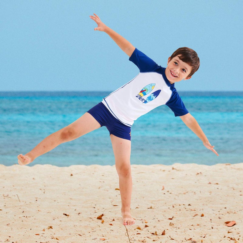 HowJoJo Big Boys Short Sleeve Rash Guard Shirts Swim Shirt UPF 50+ White Size 14/12-14 - Image 3